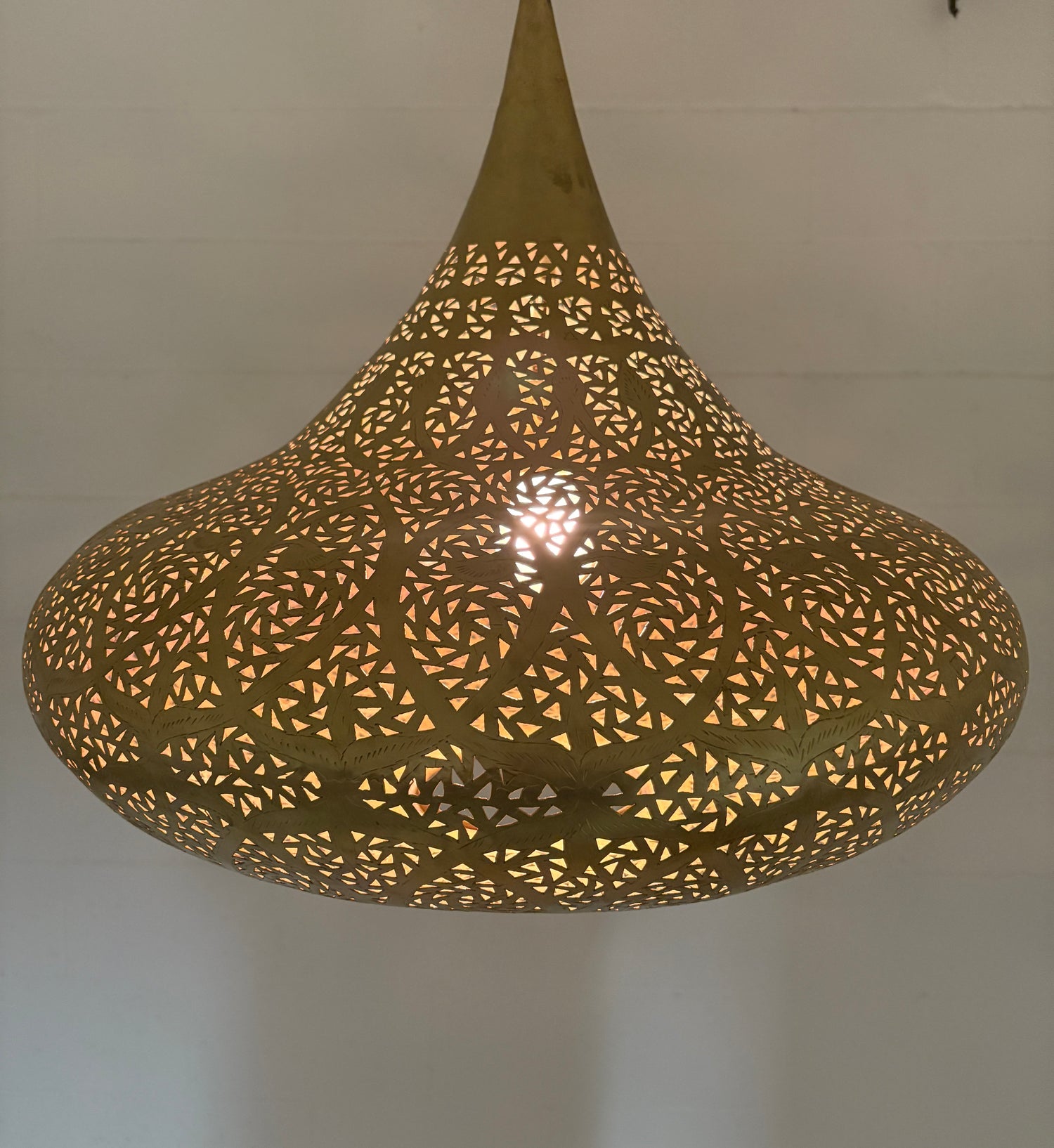 Modern Moroccan Teardrop Shaped Brass Chandelier