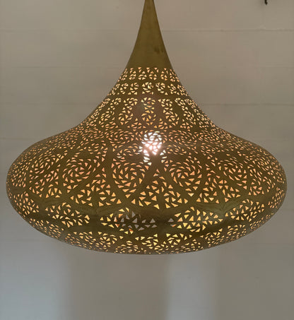 Modern Moroccan Teardrop Shaped Brass Chandelier
