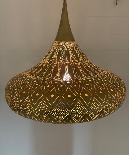 Modern Moroccan Teardrop Shaped Brass Chandelier
