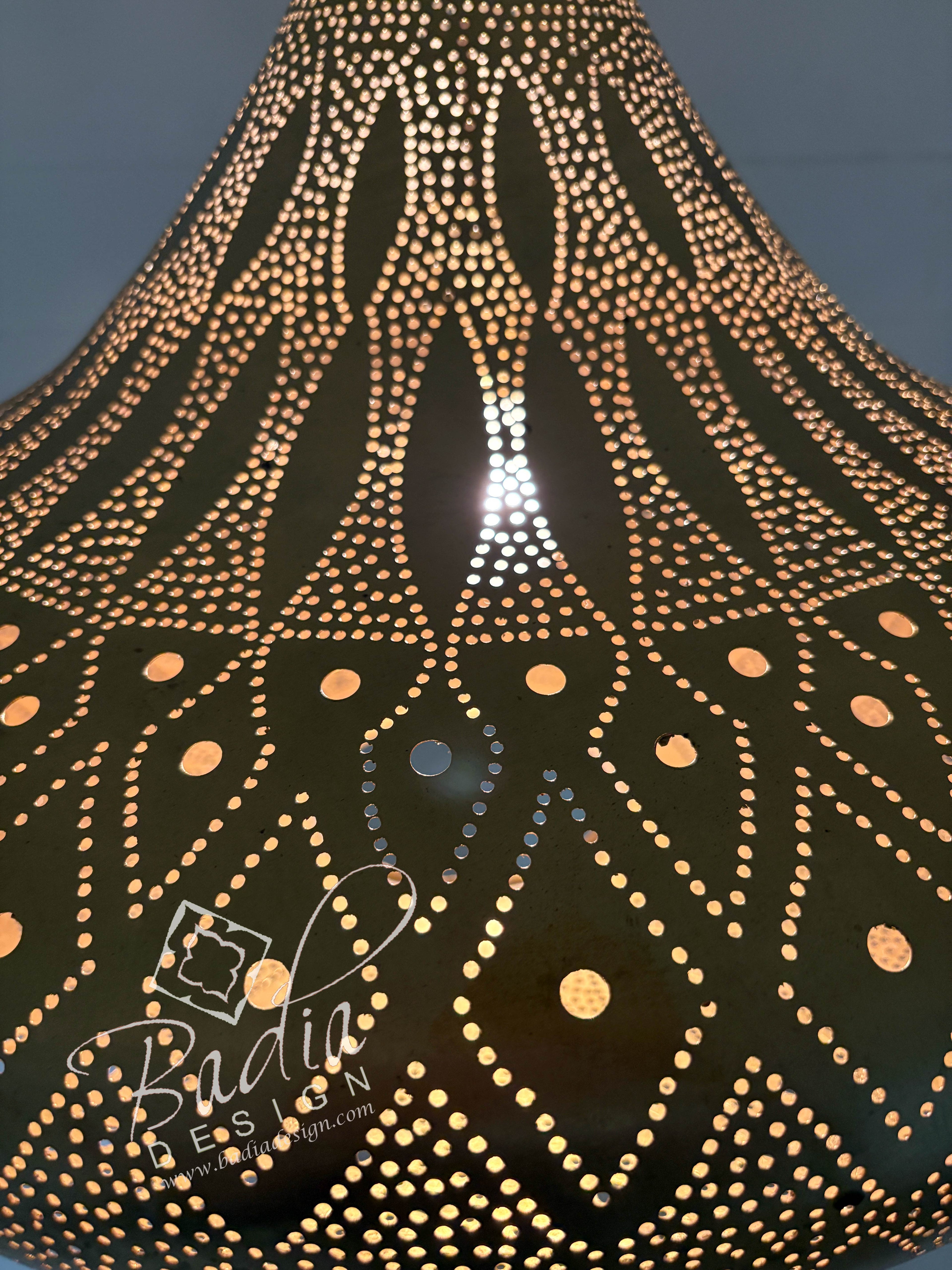 Modern Moroccan Teardrop Shaped Brass Chandelier