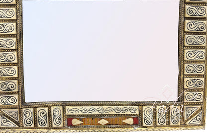 Arch Mirror with Bone and Metal Inlay