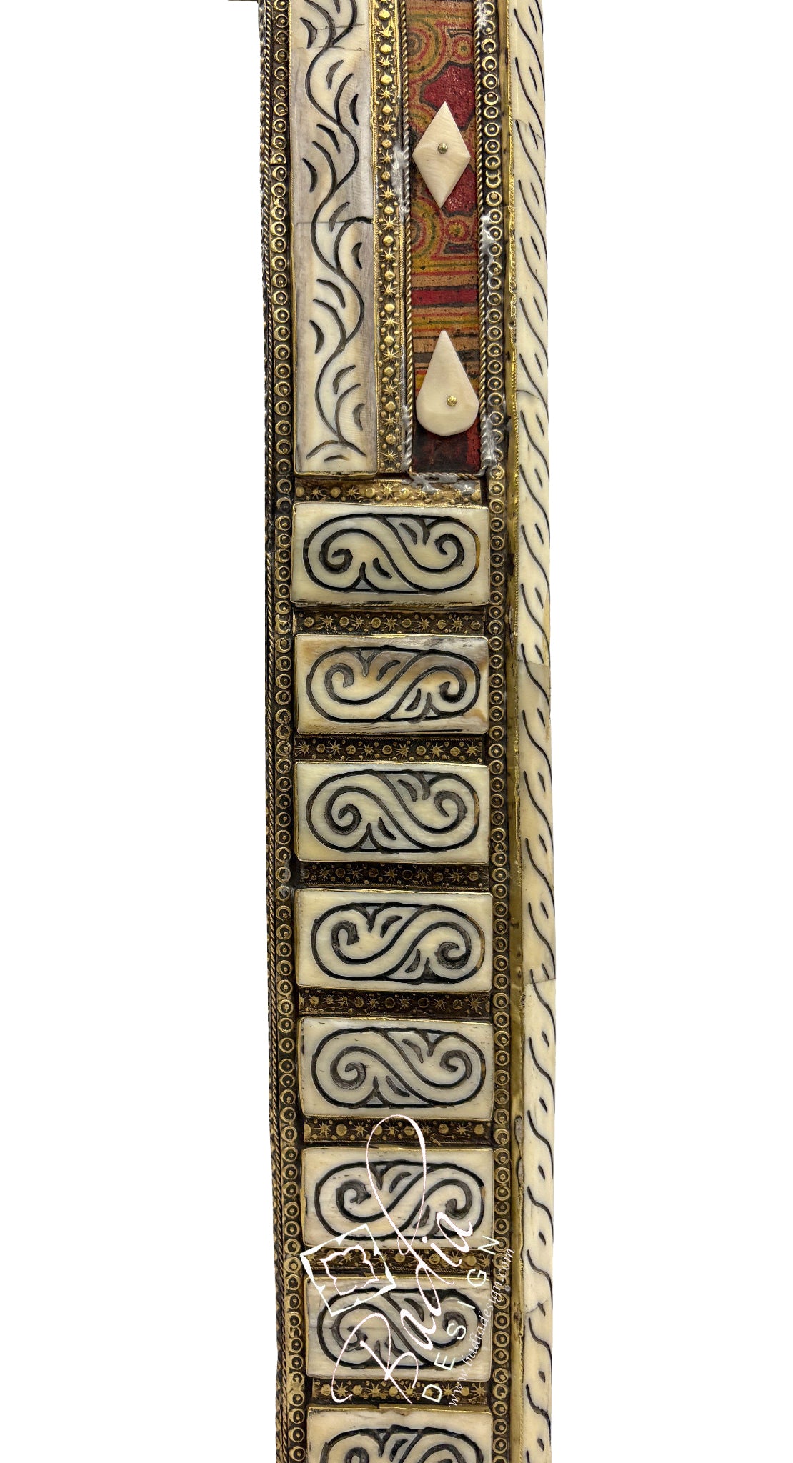 Arch Mirror with Bone and Metal Inlay