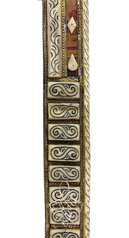 Arch Mirror with Bone and Metal Inlay