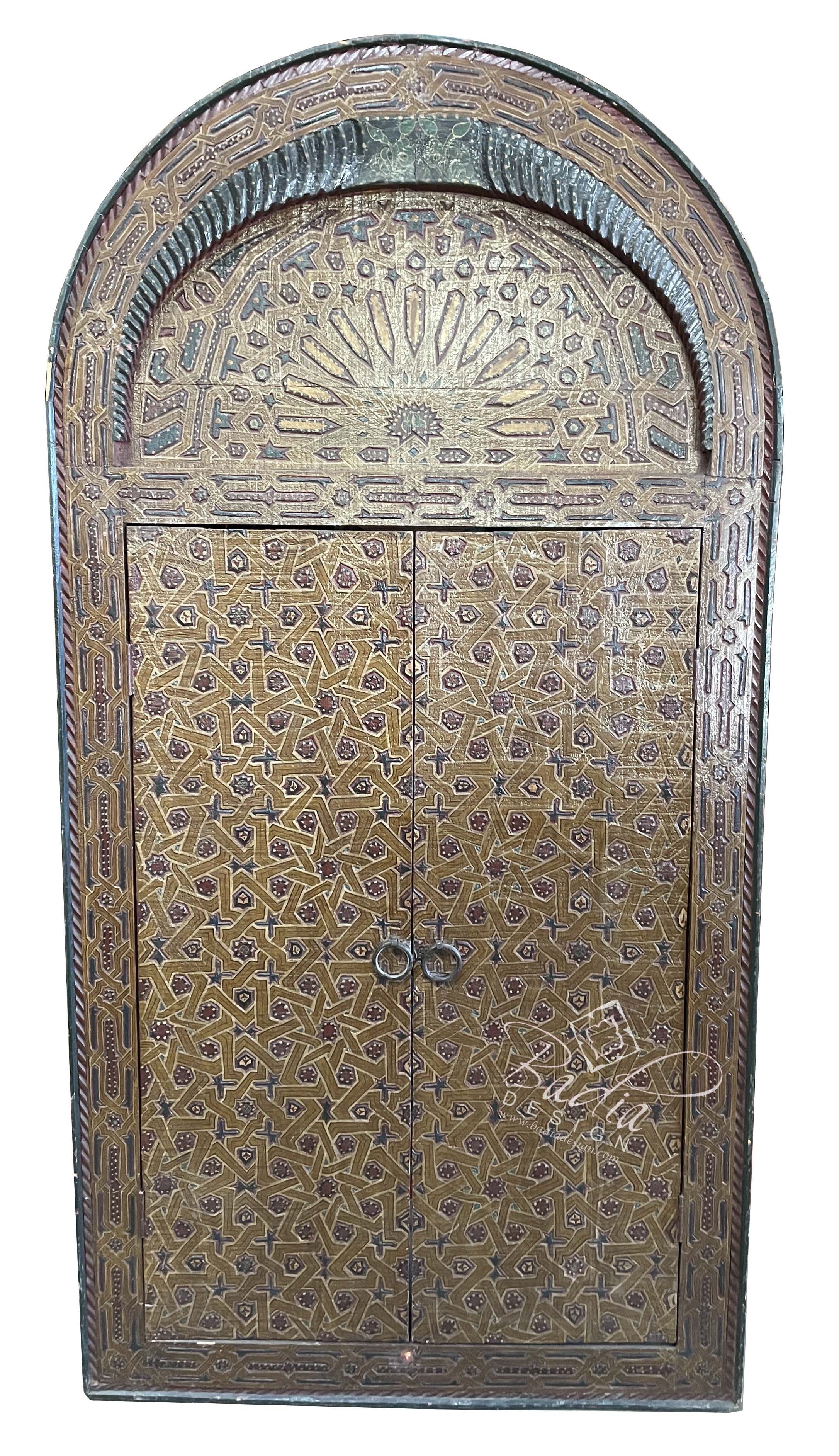 Multi-Color Hand Painted Wooden Door with Arch Top - HPD026
