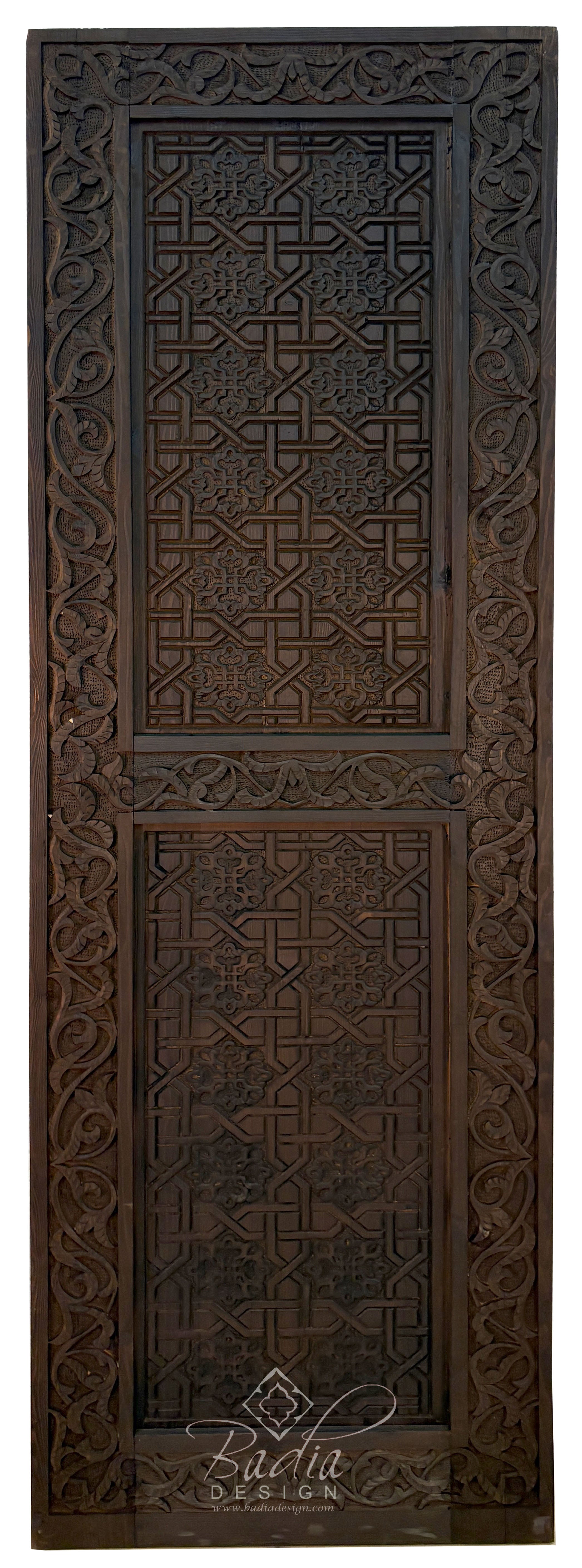 Moroccan Stained Hand Carved Wooden Door