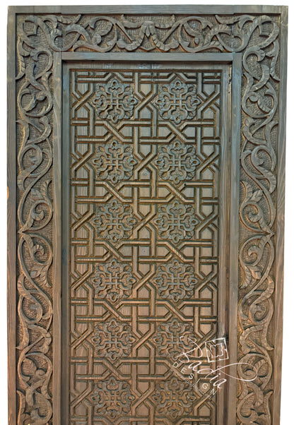 Moroccan Stained Hand Carved Wooden Door
