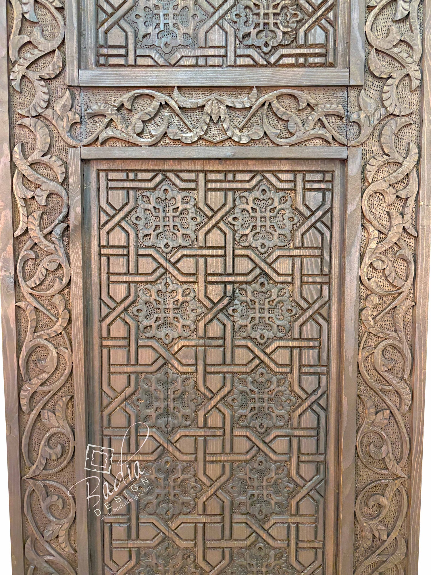 Moroccan Stained Hand Carved Wooden Door