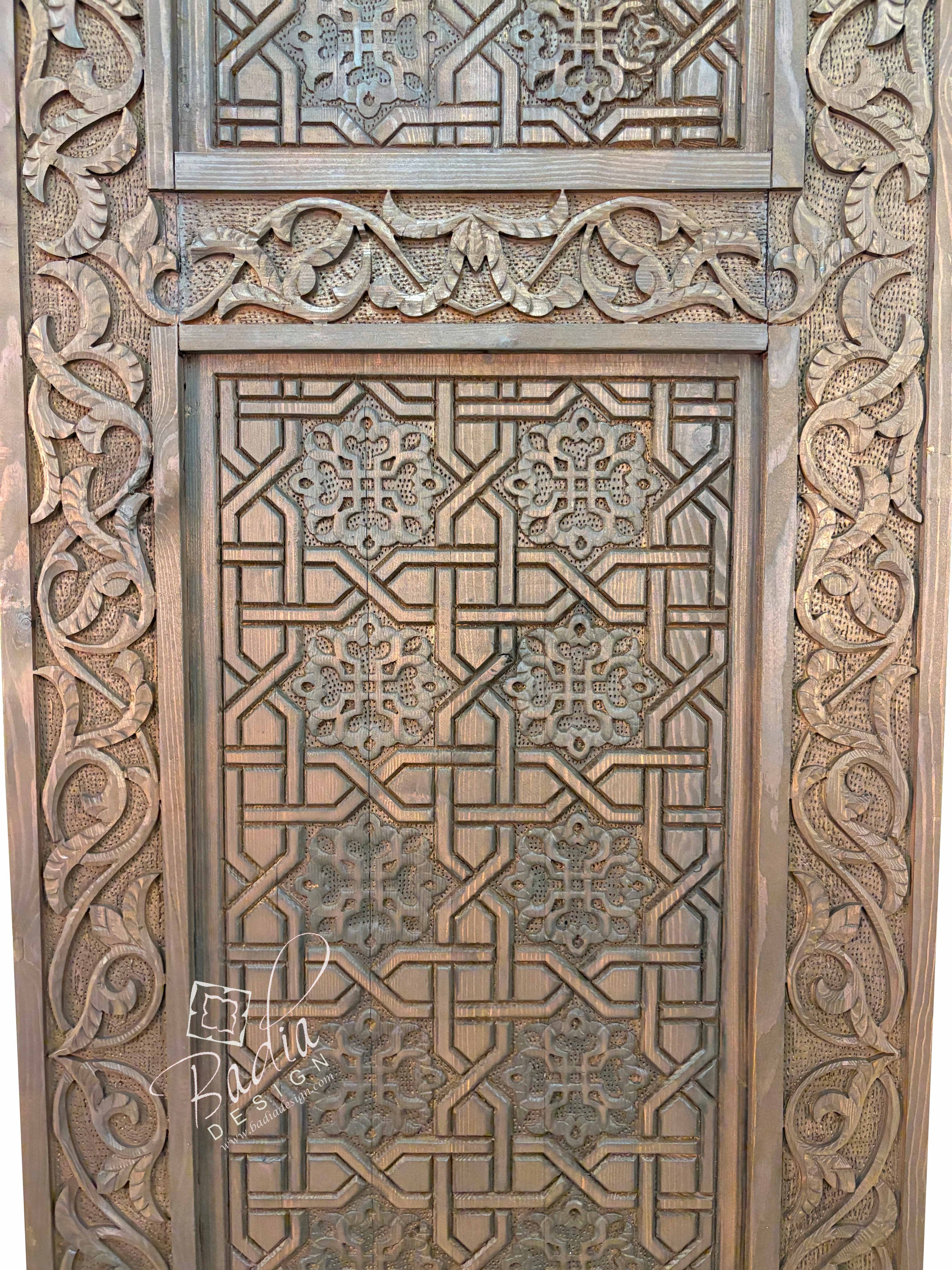Moroccan Stained Hand Carved Wooden Door