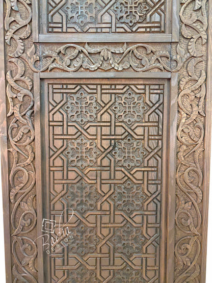 Moroccan Stained Hand Carved Wooden Door