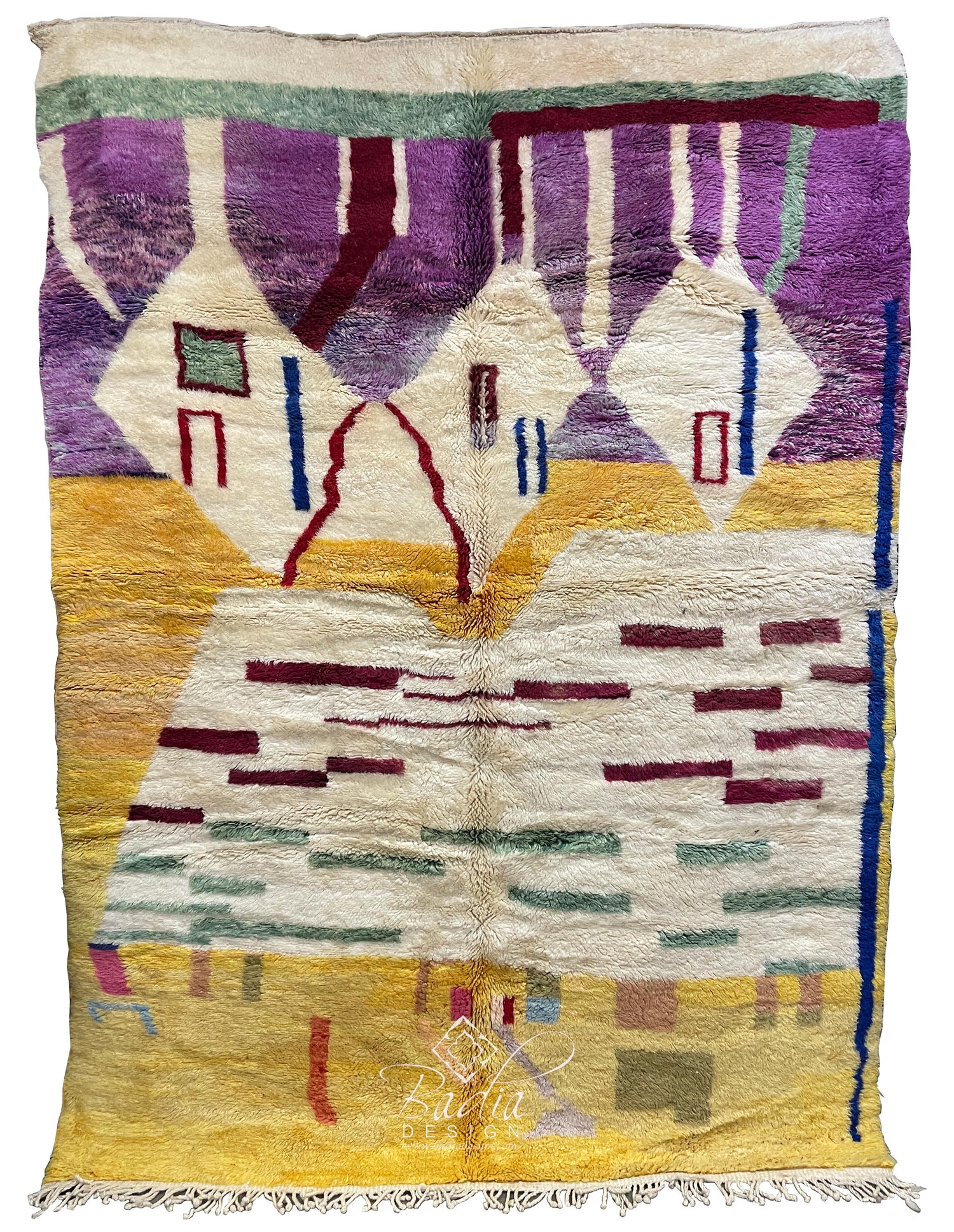 Moroccan Beni Ourain Rug with Geometric Patterns