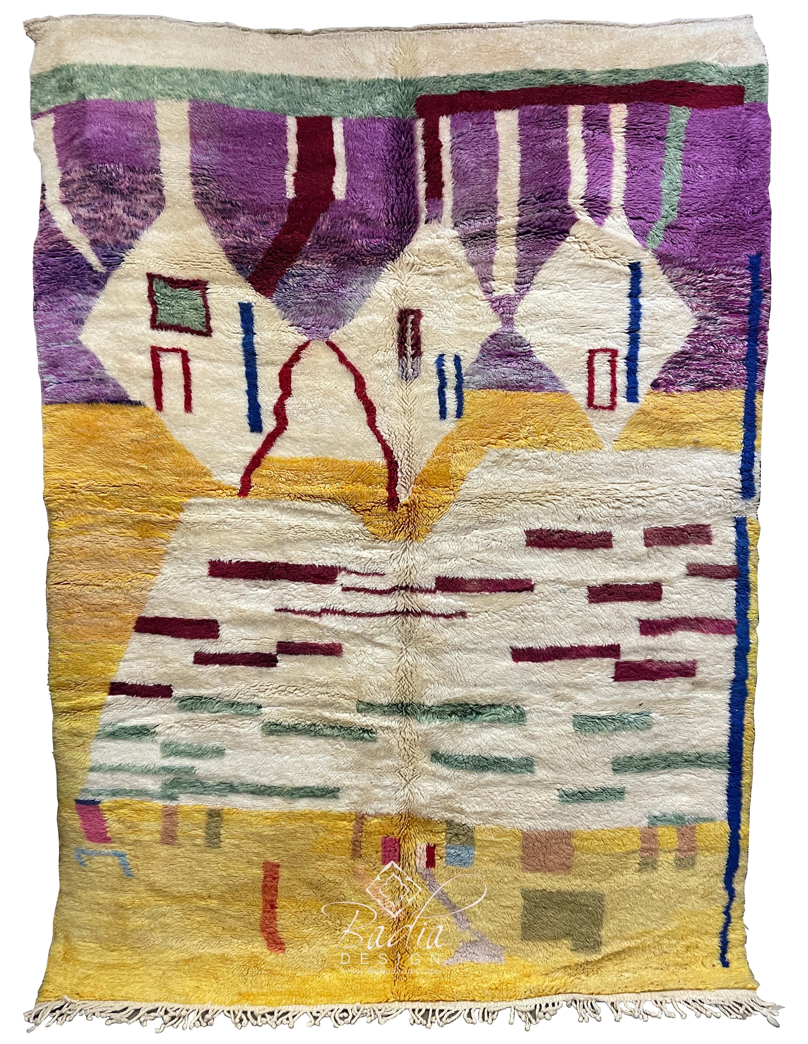 Moroccan Beni Ourain Rug with Geometric Patterns