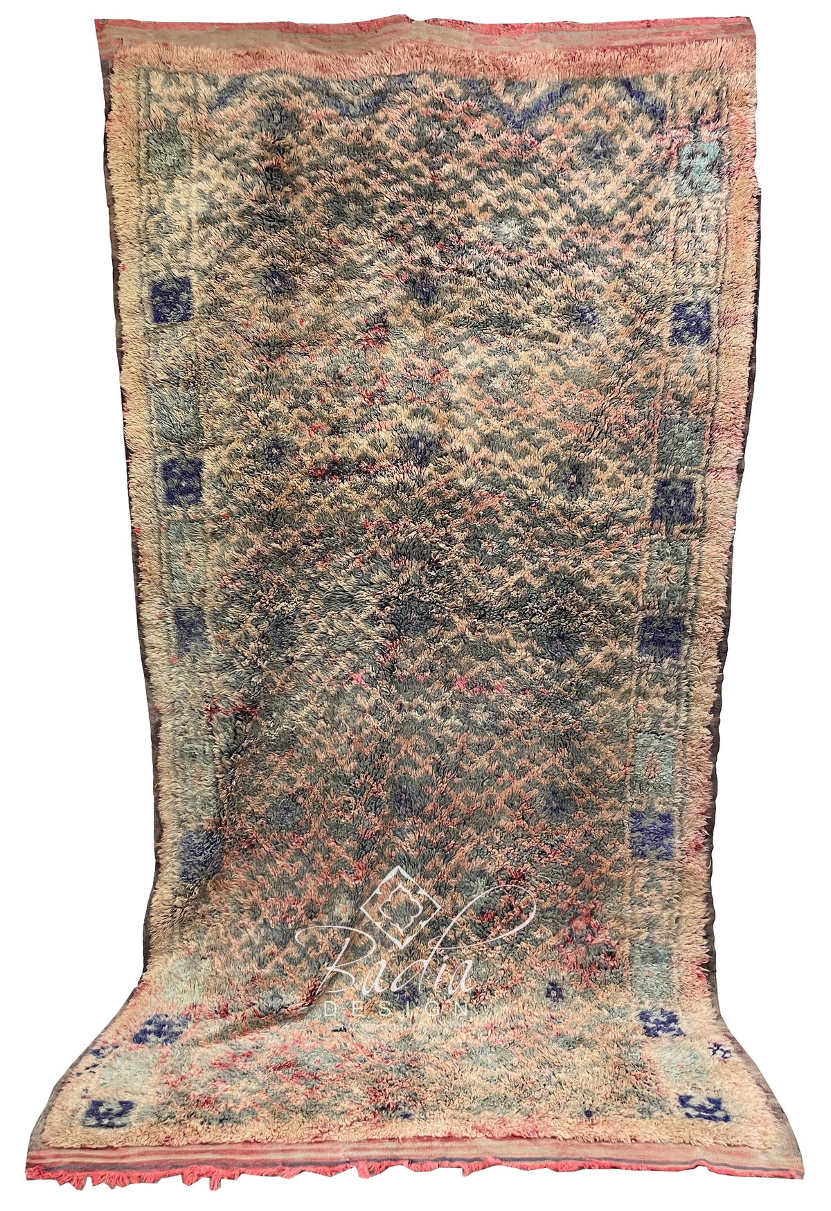 Arabic Long Rug Long Vintage Multi-Color Moroccan Berber Rug from Badia Design Inc.