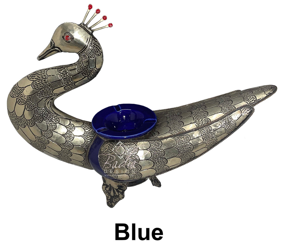 Bird Ceramic Metal Inlay Ashtray