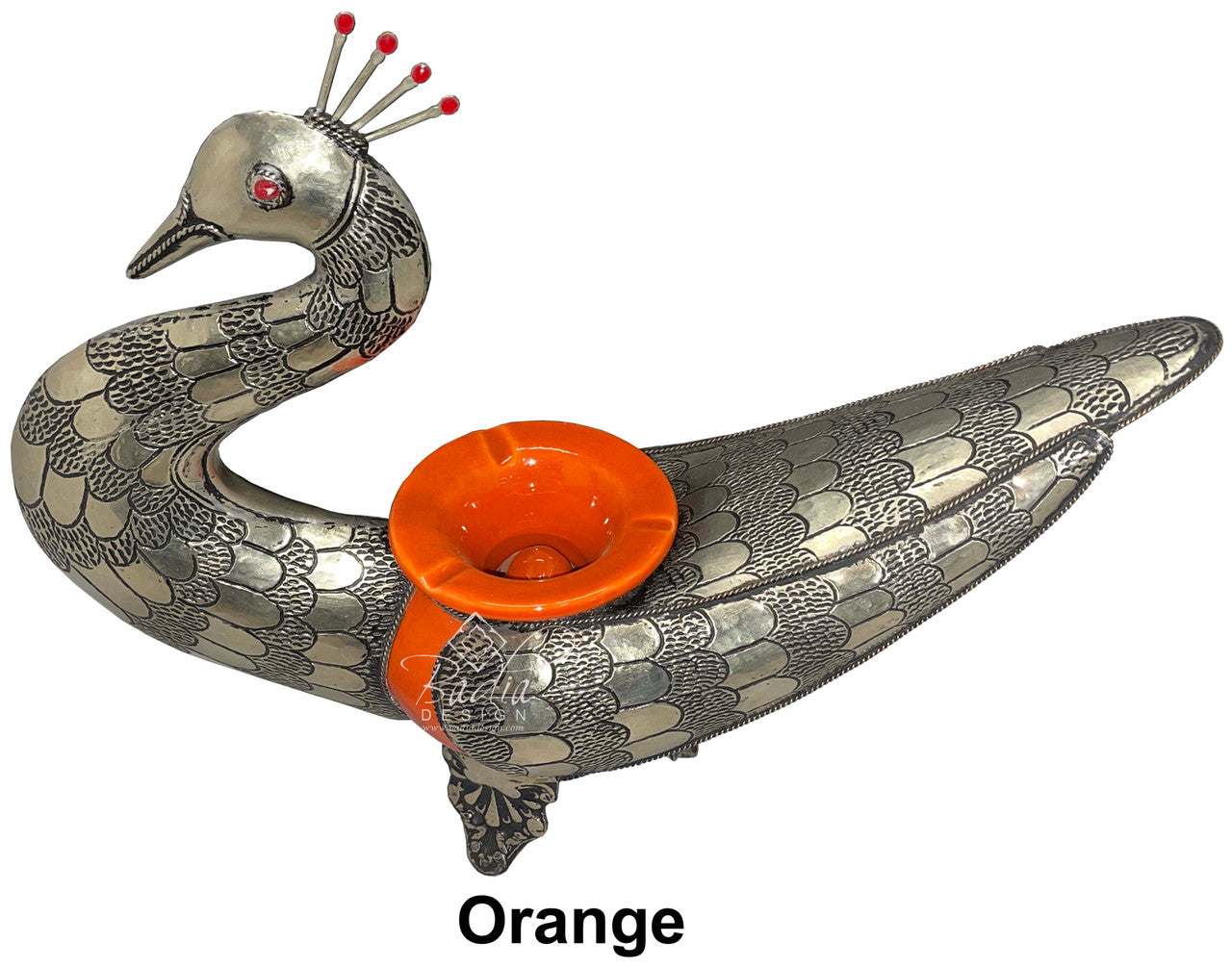 Bird Ceramic Metal Inlay Ashtray