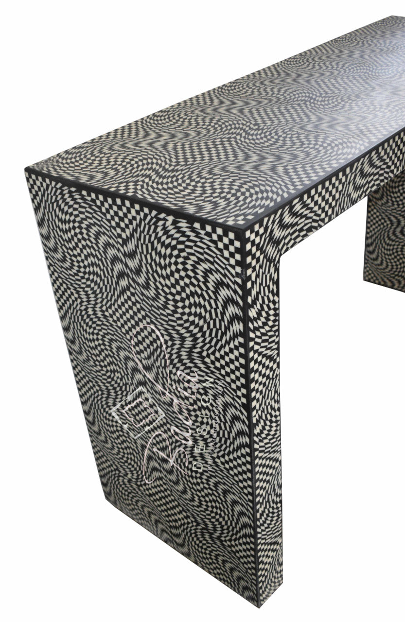 Black and White Bone Inlay Bistro Table