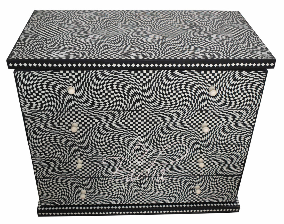 Black and White Resin Inlay Dresser