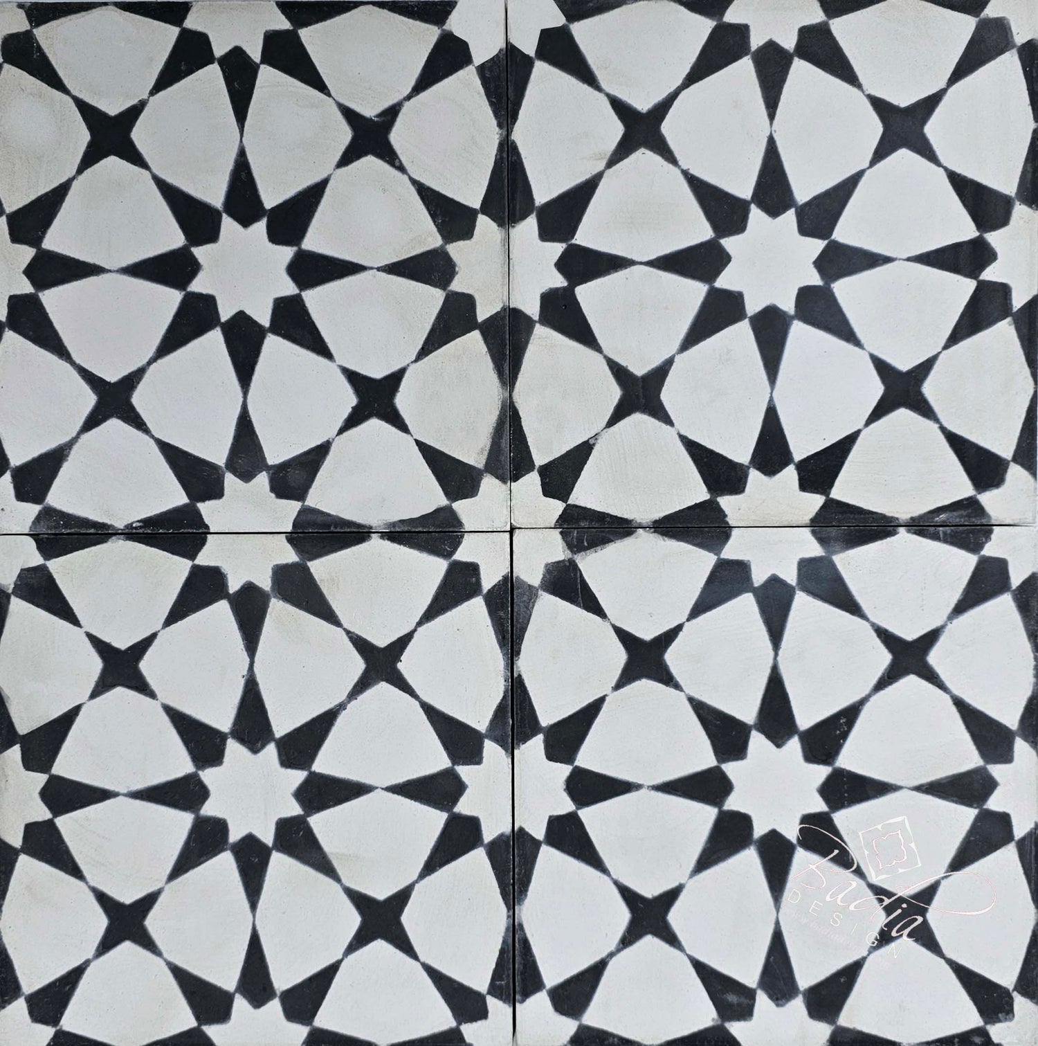 Black and White Cement Floor Tile - CT136