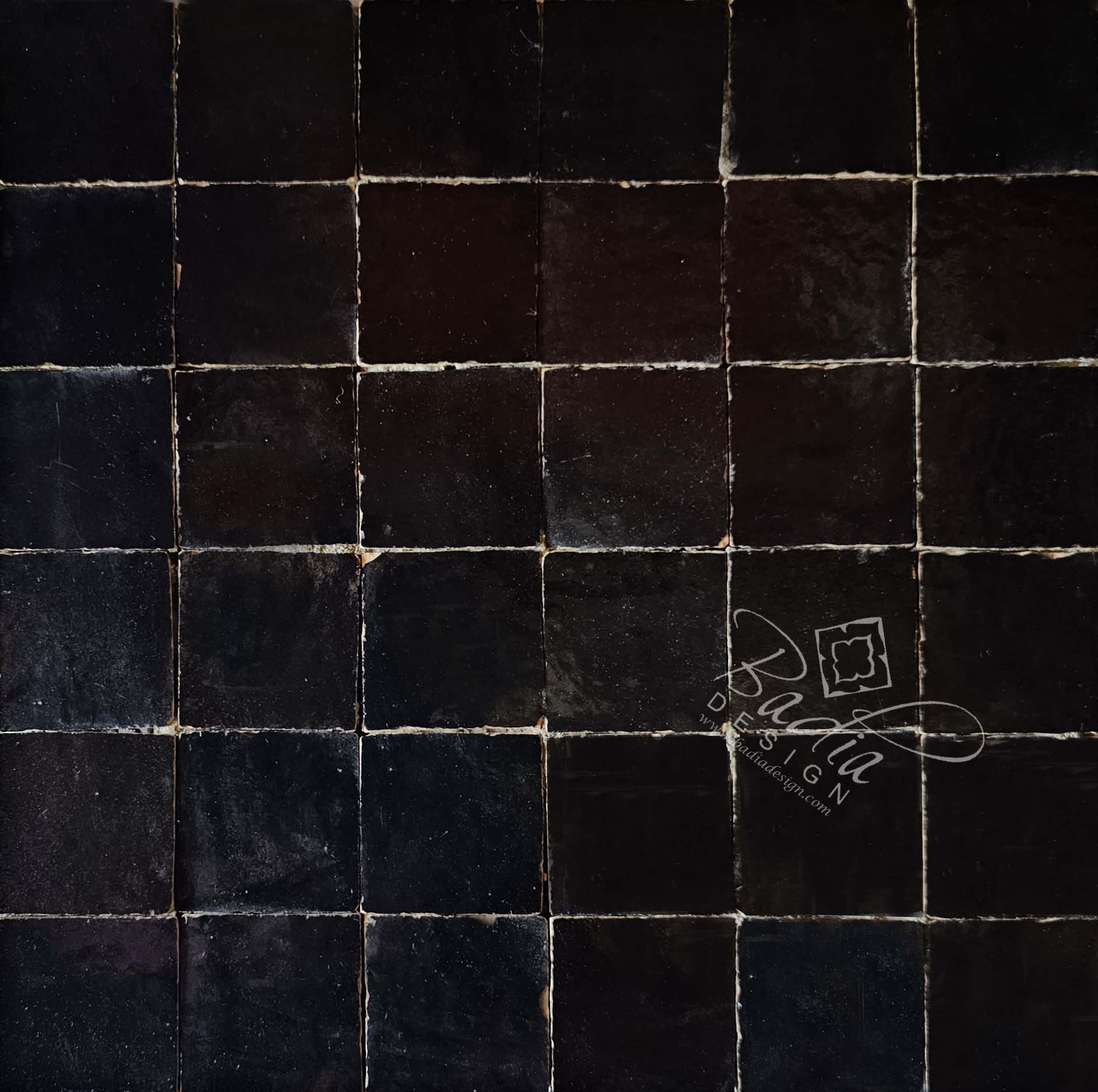 Black Glazed Zellige Mosaic Tile - TM123