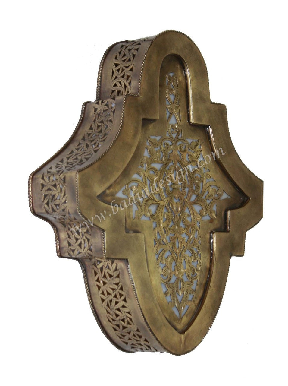 Small Hand Punched Brass and Silver Wall Sconce