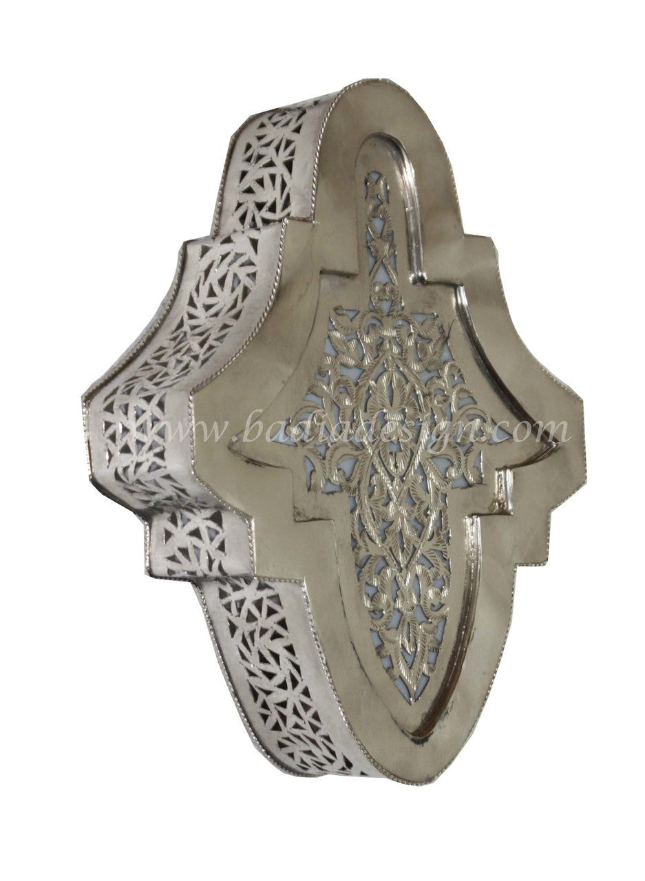 Small Hand Punched Brass and Silver Wall Sconce