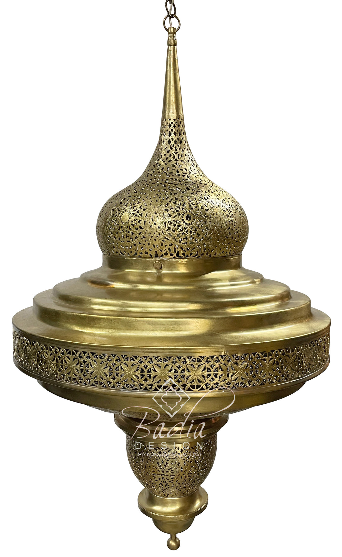 Moroccan Intricately Designed Brass Chandelier