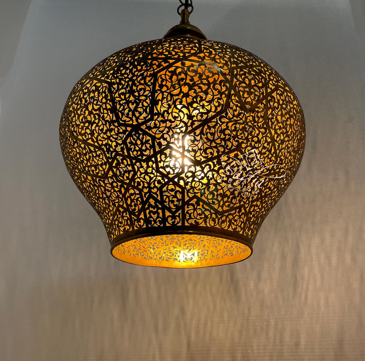 Moroccan Brass Lamp with Open Bottom