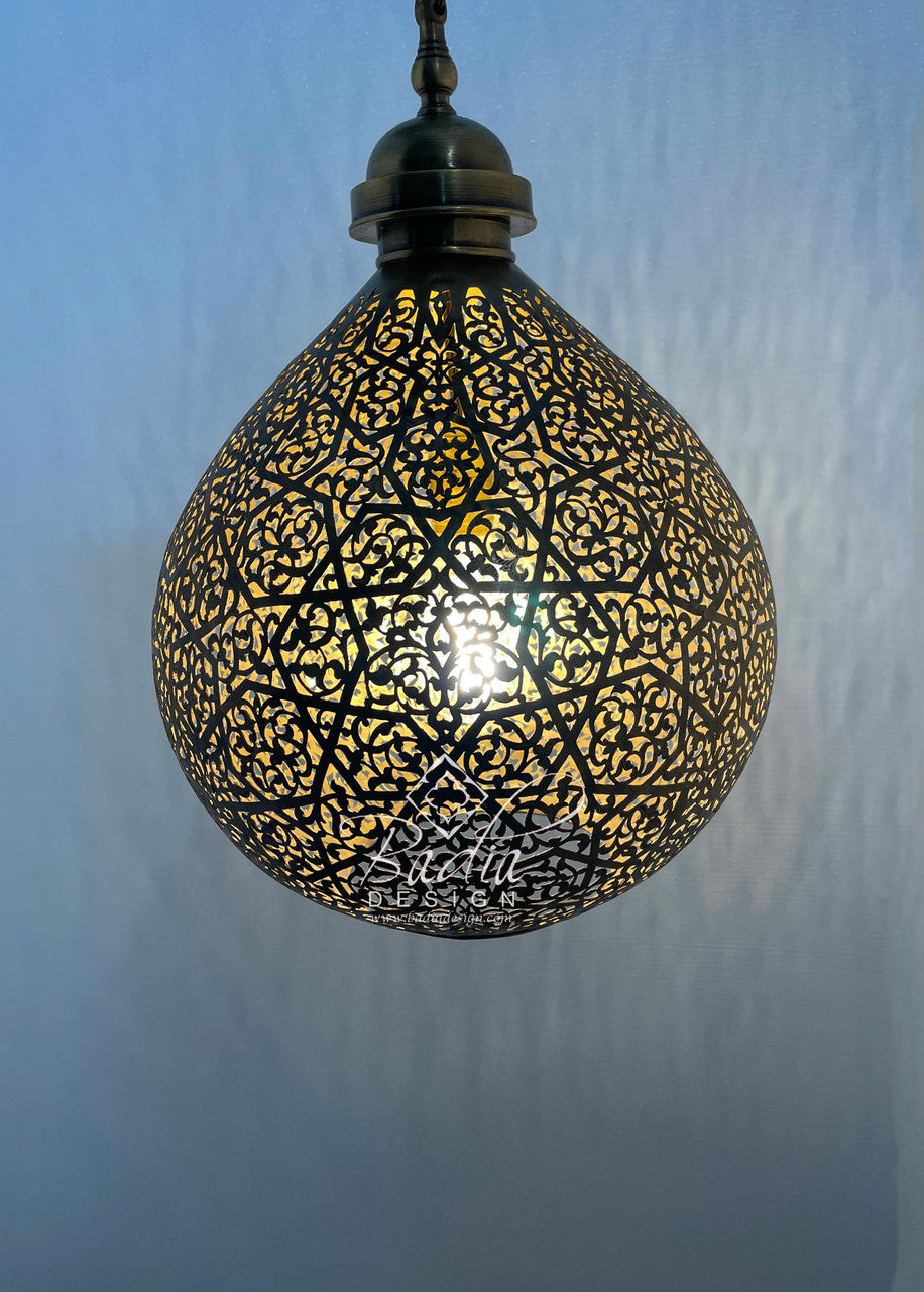 Moroccan Brass Lamp with Open Bottom