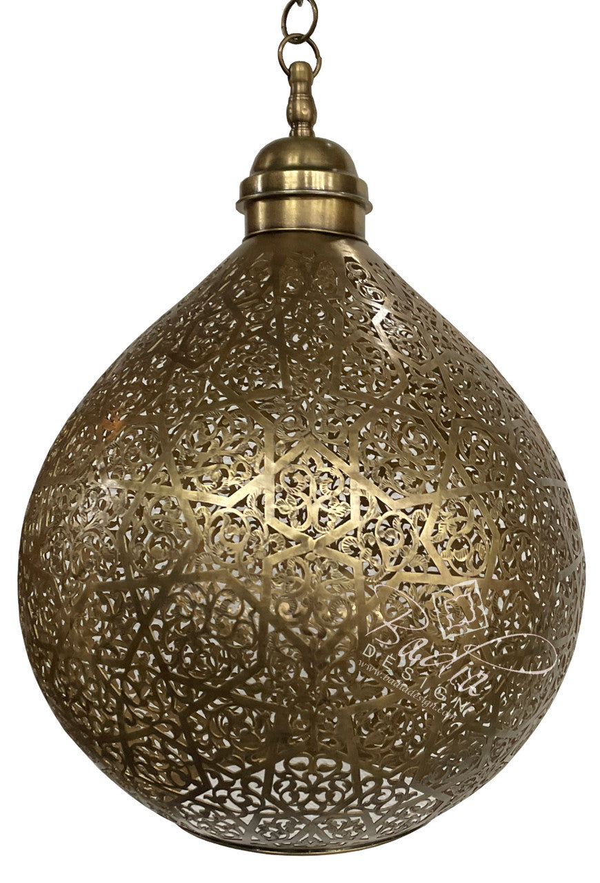 Moroccan Brass Lamp with Open Bottom