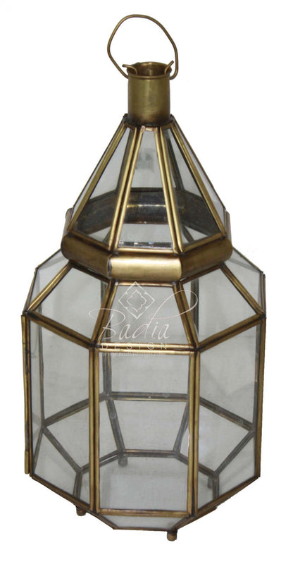 Brass Floor Lantern with Clear Glass