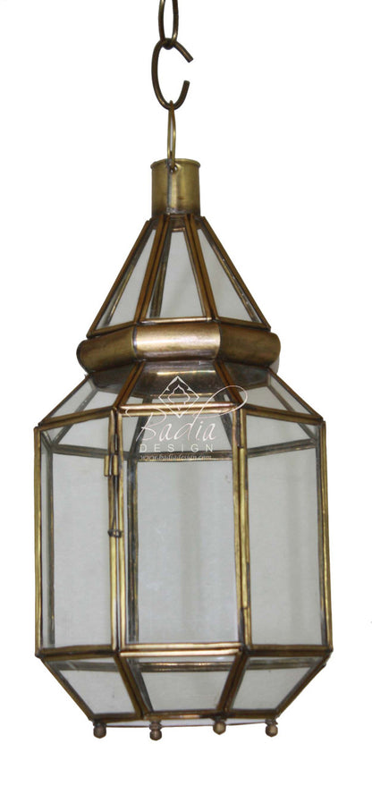 Brass Floor Lantern with Clear Glass