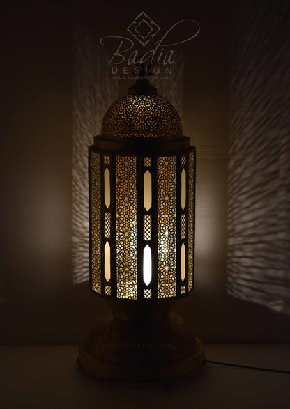 Brass Floor Lantern with White Glass