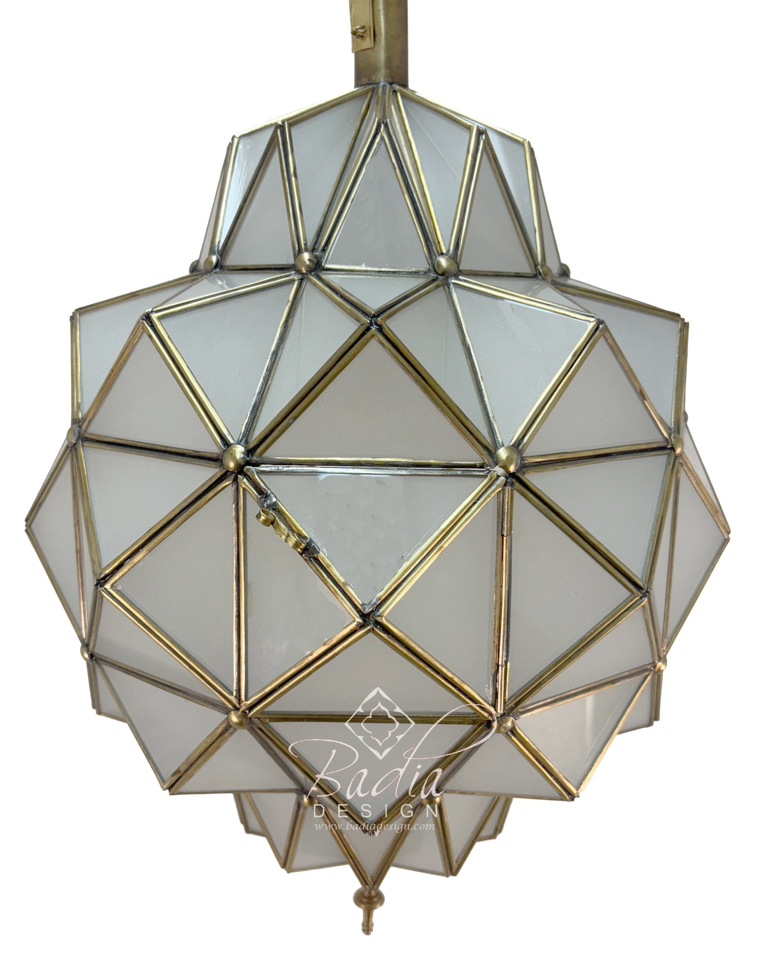 Brass Frame White Glass Hanging Lantern