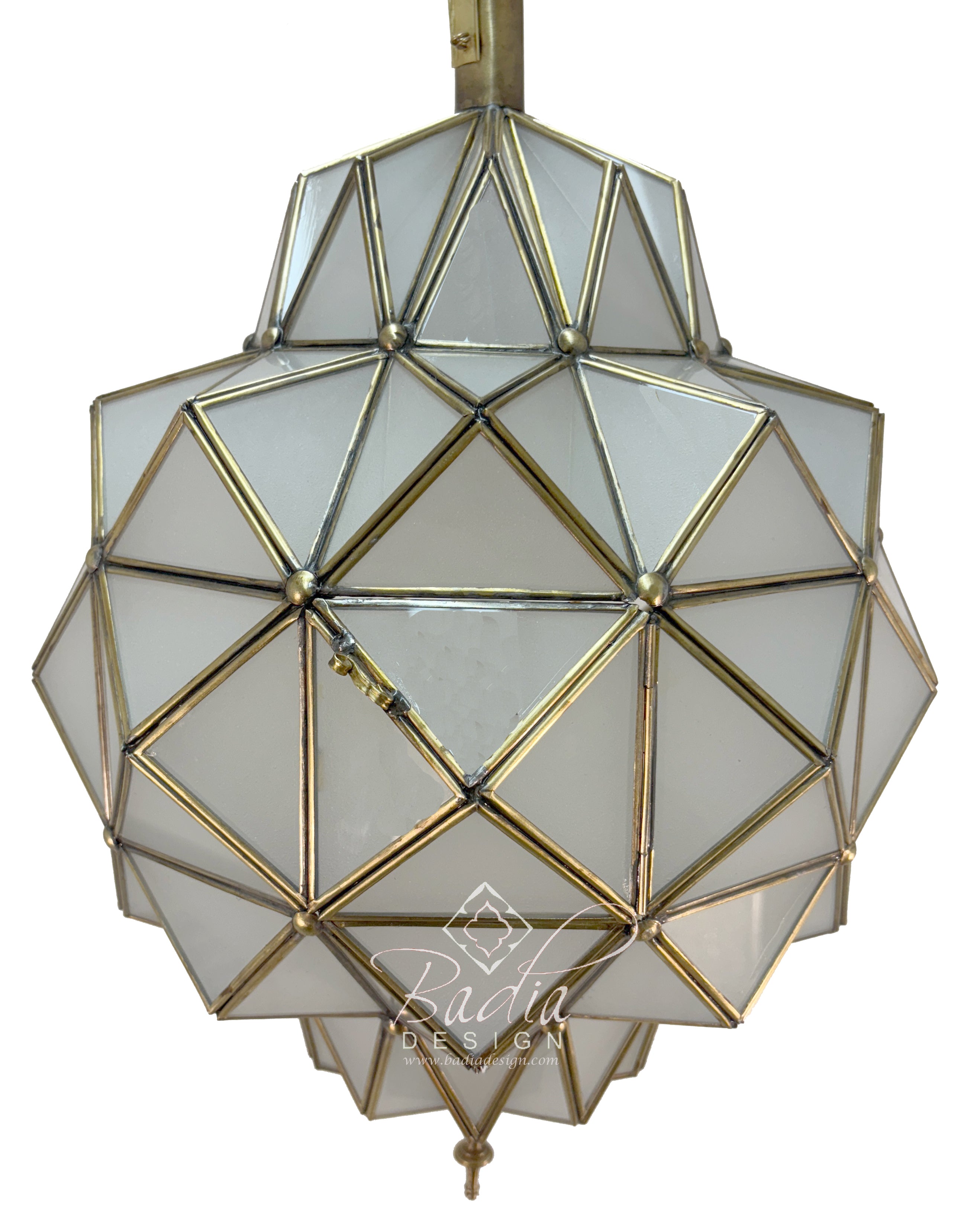 Brass Frame White Glass Hanging Lantern