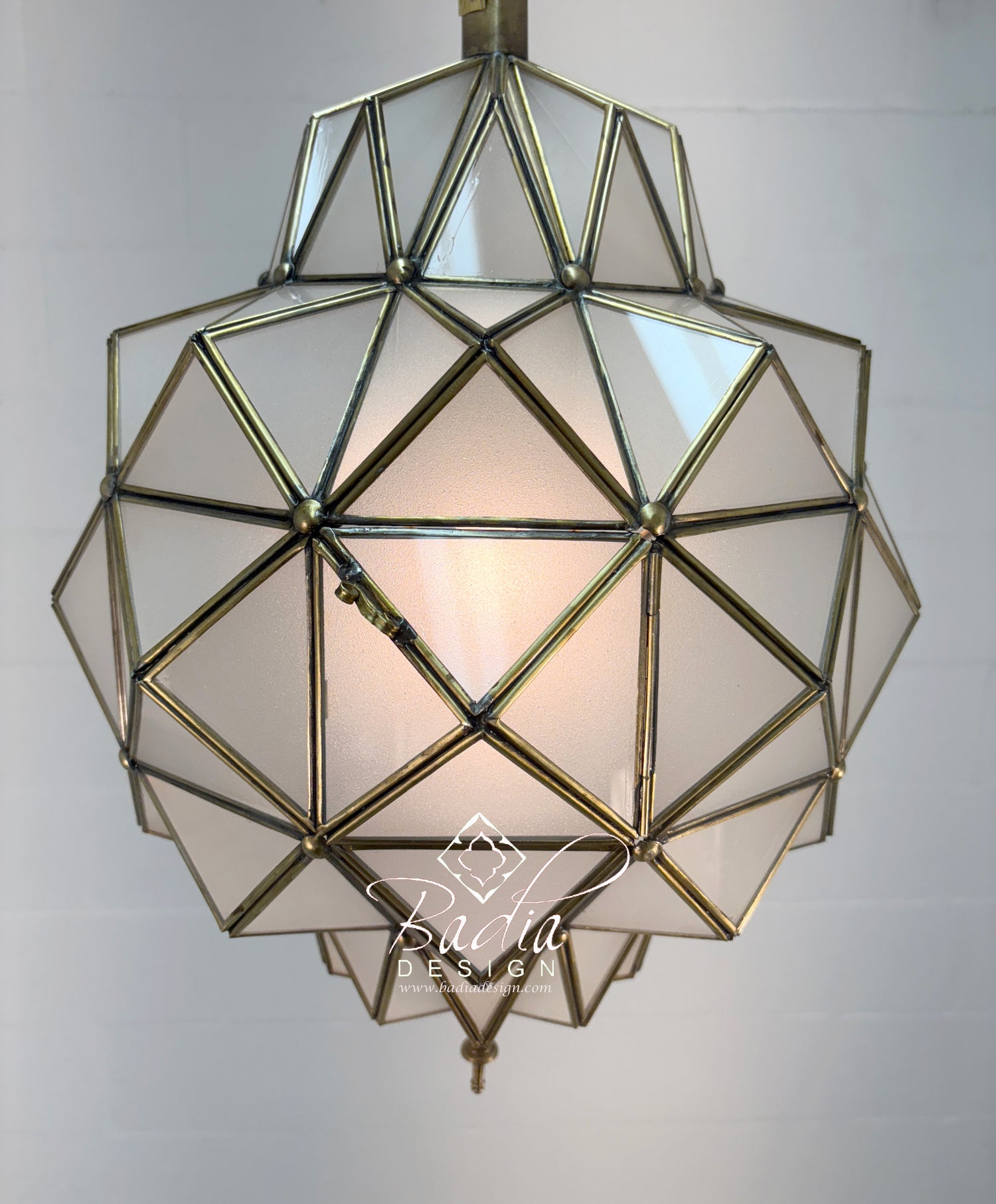 Brass Frame White Glass Hanging Lantern
