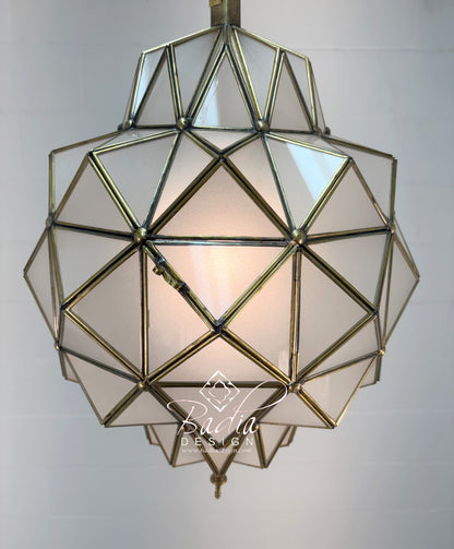 Brass Frame White Glass Hanging Lantern