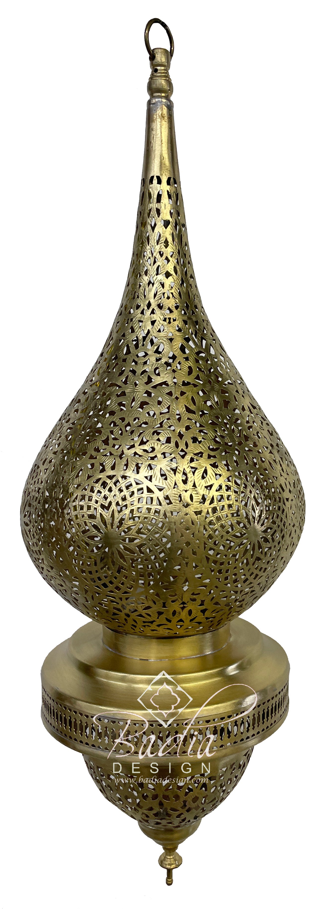 Intricately Designed Hand Punched Brass Pendant Light