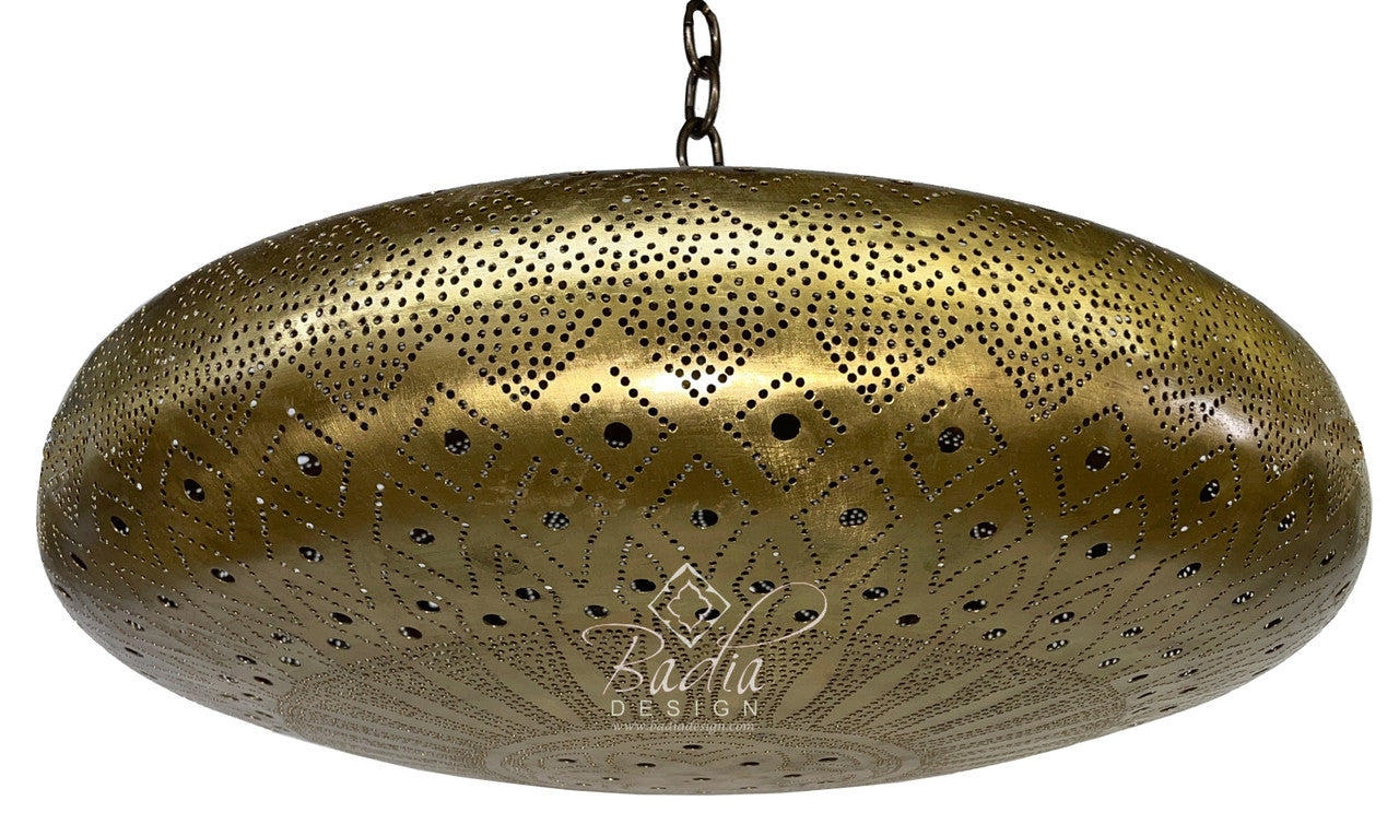 UFO Shaped Hand Punched Brass Light Fixture