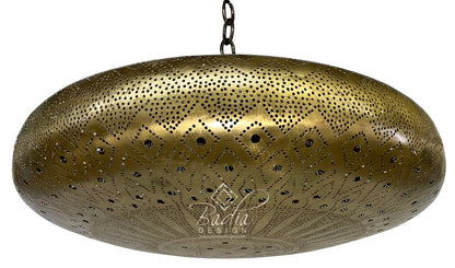UFO Shaped Hand Punched Brass Light Fixture