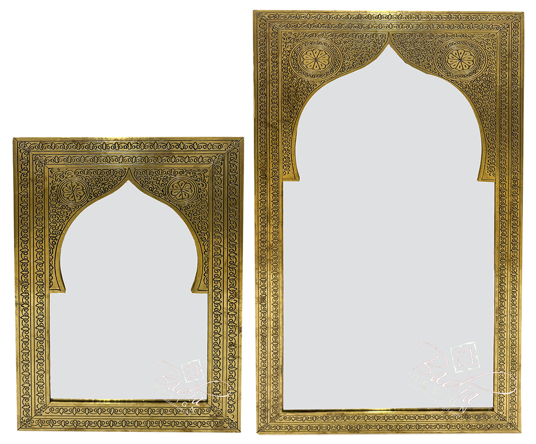 Rectangular Shaped Brass Engraved Mirror