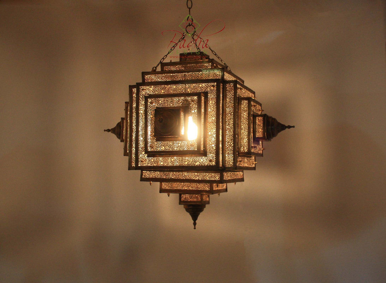 Brass Layered Square Shaped Lantern