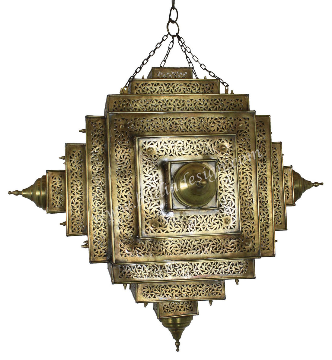 Square Layered Brass Moroccan Lantern