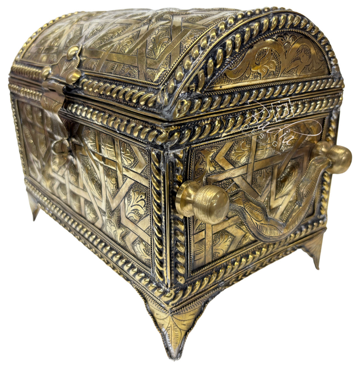 Artisanal Moroccan Brass Treasure Chest