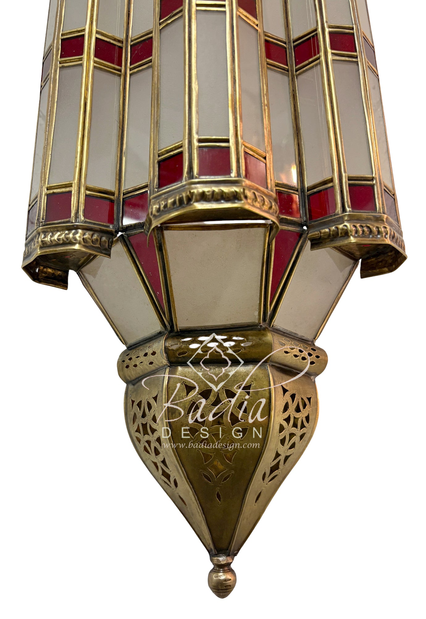 Brass Wall Sconce with White and Red Glass Panels
