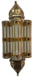 Moroccan Brass Wall Sconce with White and Amber Glass Panels