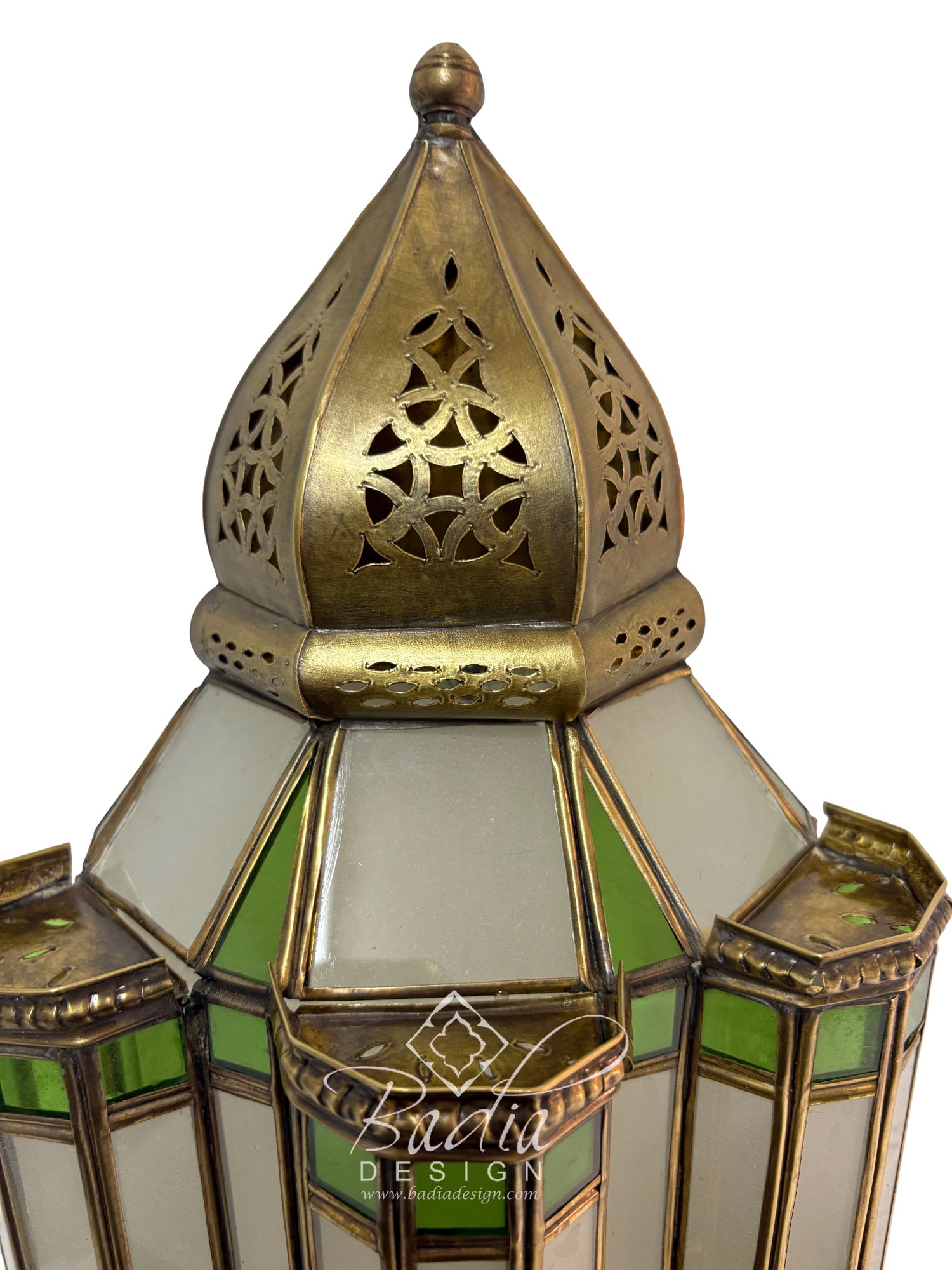 Brass Wall Sconce with Green and Red Glass Panels