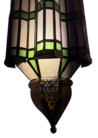 Brass Wall Sconce with Green and Red Glass Panels