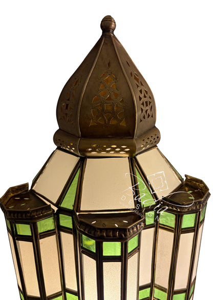 Brass Wall Sconce with Green and Red Glass Panels