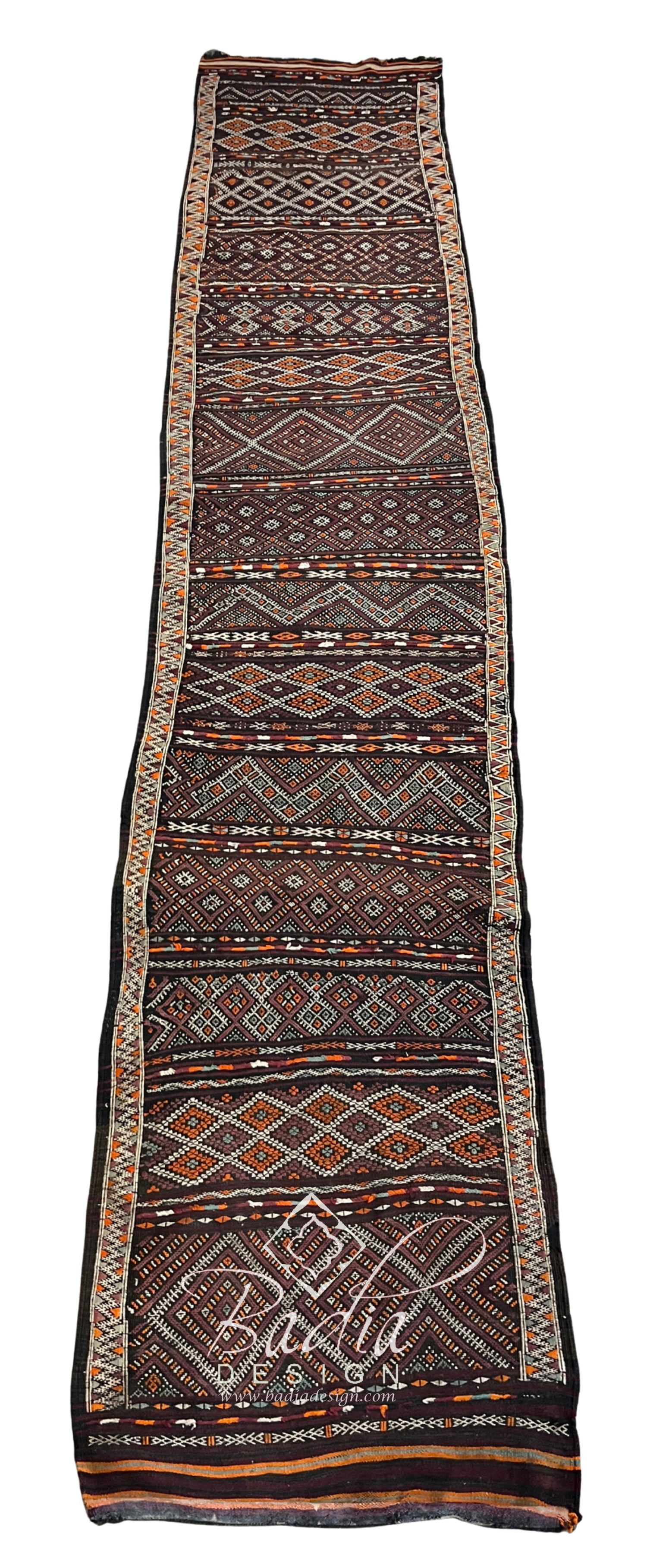Brown and Beige Moroccan Runner Rug