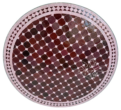 36" Round Burgundy and Soft Pink Tile Table Top