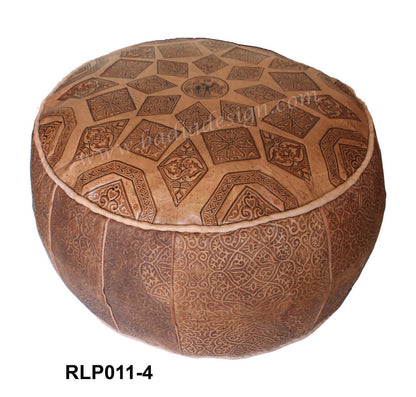 Carved Premium Leather Pouf